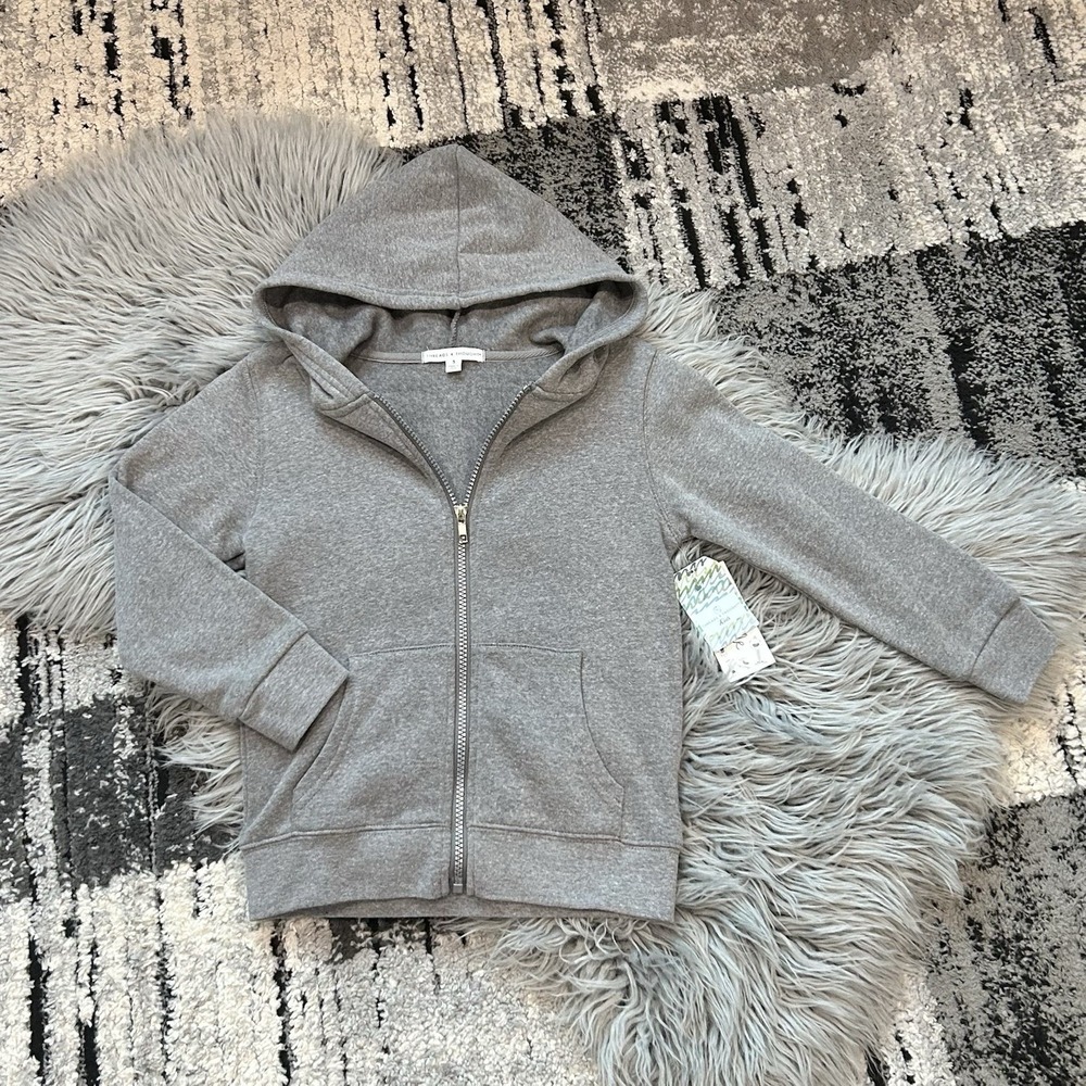 Threads 4 Though Little CVC Heathered Grey Fleece Zip Hoodie Size 5T NEW